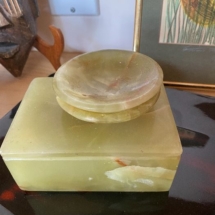 Vintage onyx box and small trays