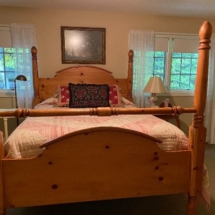 Beautiful pine Eddie Bauer four poster queen bed - mattress and box springs included