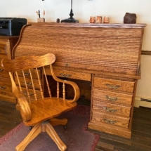 Amish made oak roll top desk and chair
