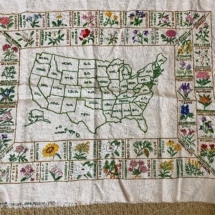Vintage Paragon USA state flower map - embroidered sampler