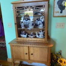 Vintage oak China cabinet- part of a set which includes dining room table, chairs and buffet. Super cute!