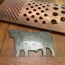 Vintage Brass Meat cuts sign