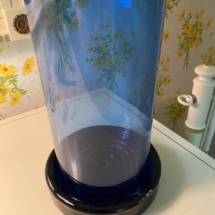 Cobalt blue glass hurricane lamp