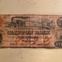 Antique Clinton Bank $5 bill from 1859