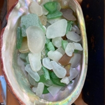Abalone shell with beach glass