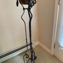 Antique wrought iron copper bowl plant stand