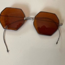 Antique hexagon amber glass spectacles