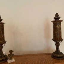 Pair of antique lamps with mica shades