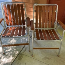 Vintage redwood folding chairs