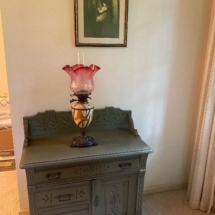 Spoon carved painted commode