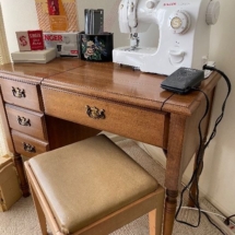 Maple sewing cabinet- Singer sewing machine
