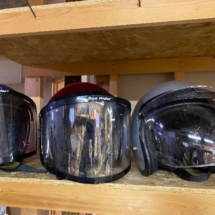 Vintage snowmobile helmets