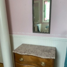 Marble top commode and antique mirror