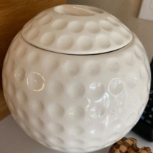Golf ball ceramic cookie jar