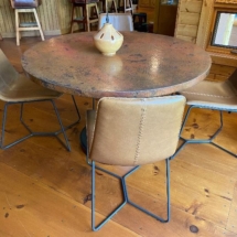 Hammered copper top table and chairs