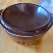 Vintage Old Orchard pyrex covered bowl