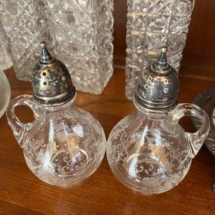 Cambridge Chantilly etched jug salt and pepper shakers