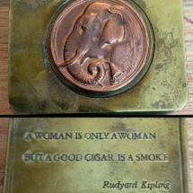 Brass copper match holder with Kipling quote on back