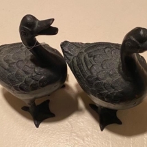 Pair of cast iron geese
