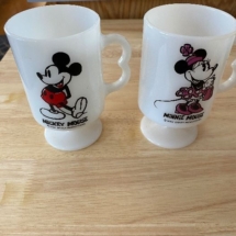 Vintage milk glass Mickey &amp; Minnie mugs