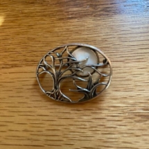 Sterling moon and trees brooch