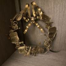 Dresden petites brass musical instrument wreath