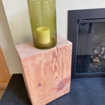 Matching wood block side tables 