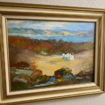 Original oil of white barn located at Sleeping Bear Dunes by local artist B. Ruthven