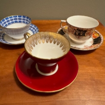 Various porcelain cups and saucers