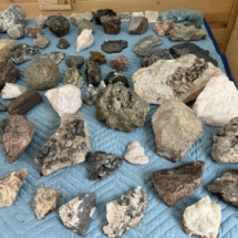 Huge table full of rocks and minerals